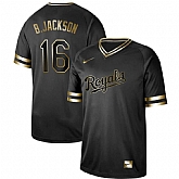 Royals 16 Bo Jackson Black Gold Nike Cooperstown Collection Legend V Neck Jersey Dzhi,baseball caps,new era cap wholesale,wholesale hats